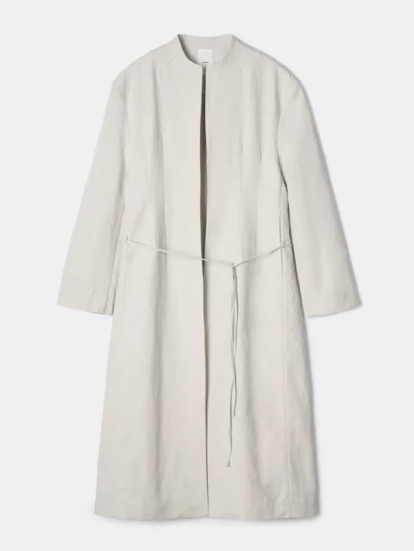 Linen Round Neck Long Coat (natural)