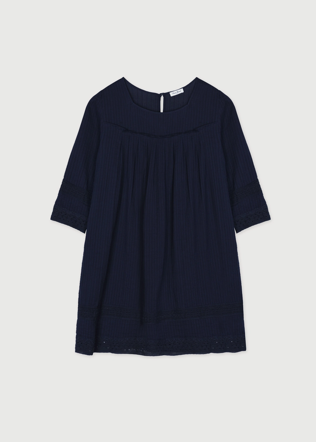 온무드 NATURAL LACE TUNIC BLOUSE - NAVY 상품 이미지 1