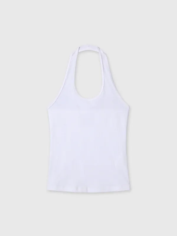 (W) HALTER-NECK SLEEVELESS TOP_ OFF WHITE