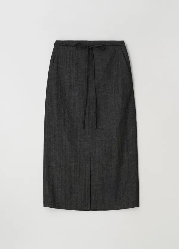 [10차] Belted H-line skirt_BLACK DENIM