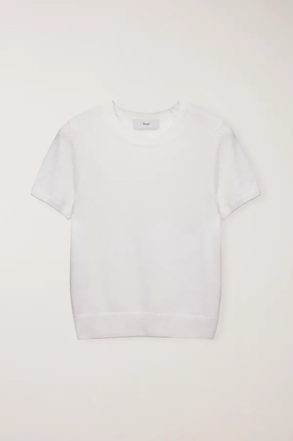 HALF SLEEVE KNIT TOP IVORY_UDSW6C201IV