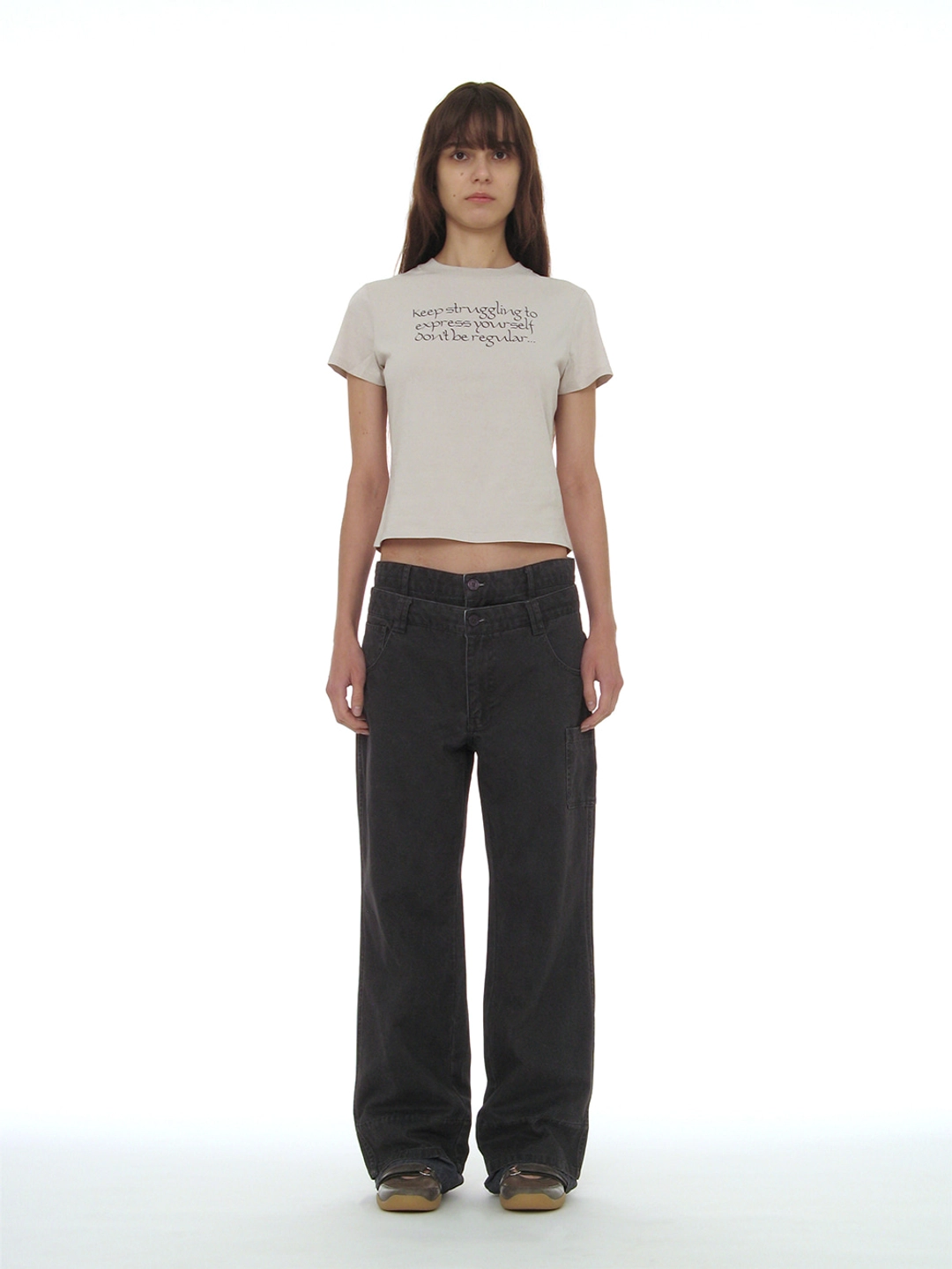 파르티멘토 [WOMEN] DBR SLOGAN PRINTED SHORT SLEEVE TEE_LIGHT GREY 상품 이미지 2