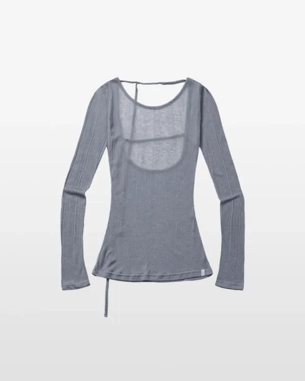 OPEN BACK CORD LONG SLEEVE (ash blue)