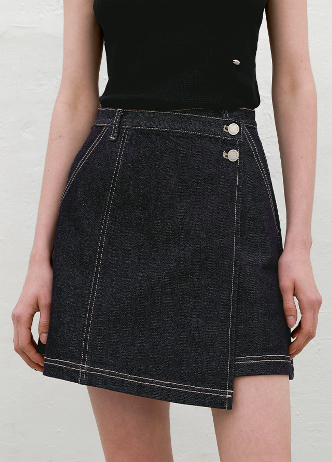 아뜰리에 나인 (SK-5033)UNBALANCED WRAP DENIM MINI SKIRT 상품 이미지 3