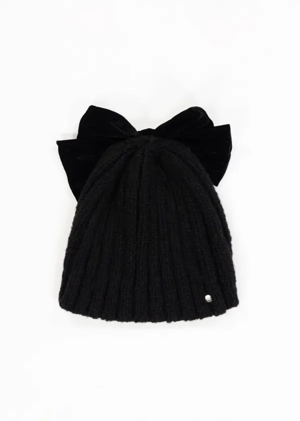 RIBBON ALPACA BEANIE - BLACK
