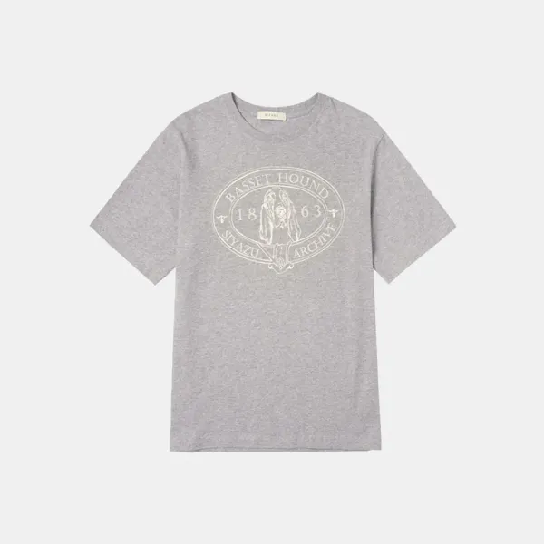 SITP5064 Basset Hound T-shirt_ Melange gray