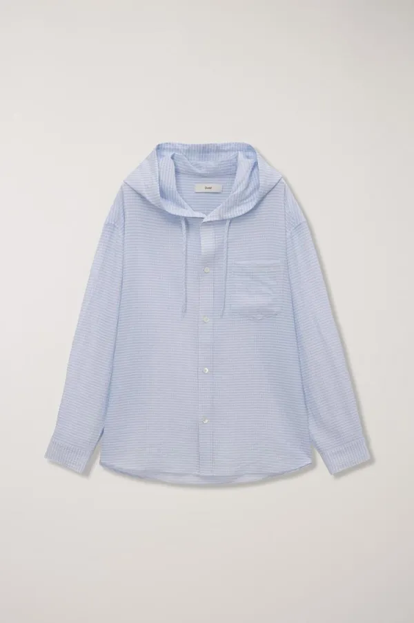 UNISEX CLASSIC HOODED SHIRT SKY BLUE CHECK