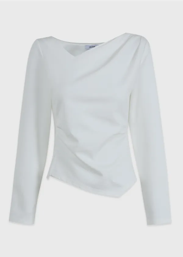  [44-120]  Meli Shirring Slit Tee  멜리 셔링 슬릿 티  (봄-가을-베이직-데일리룩-출근룩-캐주얼룩-출근룩-스퀘어넥-클래식-페미닌-다이마루-빅사이즈-자체제작) 