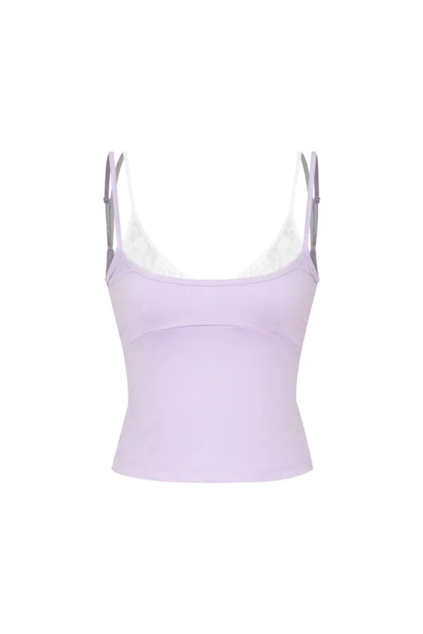 BRA-LAYERED SLEEVELESS TOP (LACE) (LAVENDER)