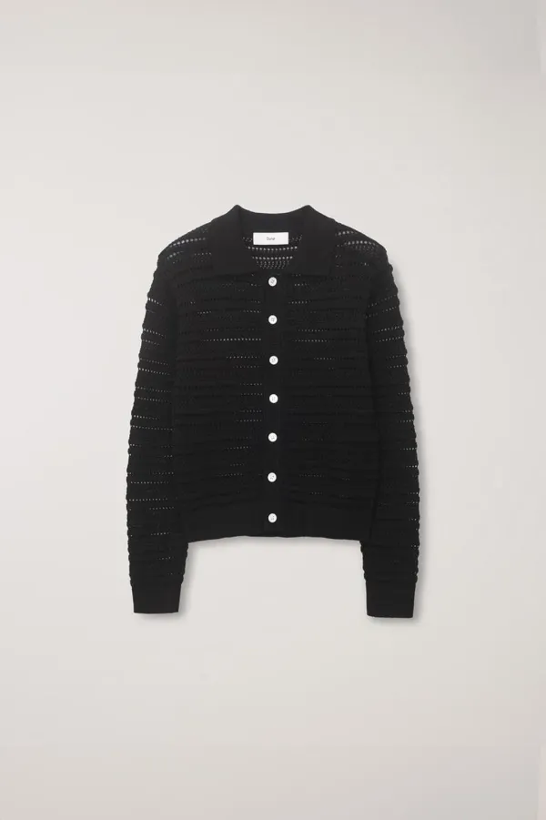 UNISEX OPEN COLLARED CARDIGAN BLACK_UDSW5A105BK