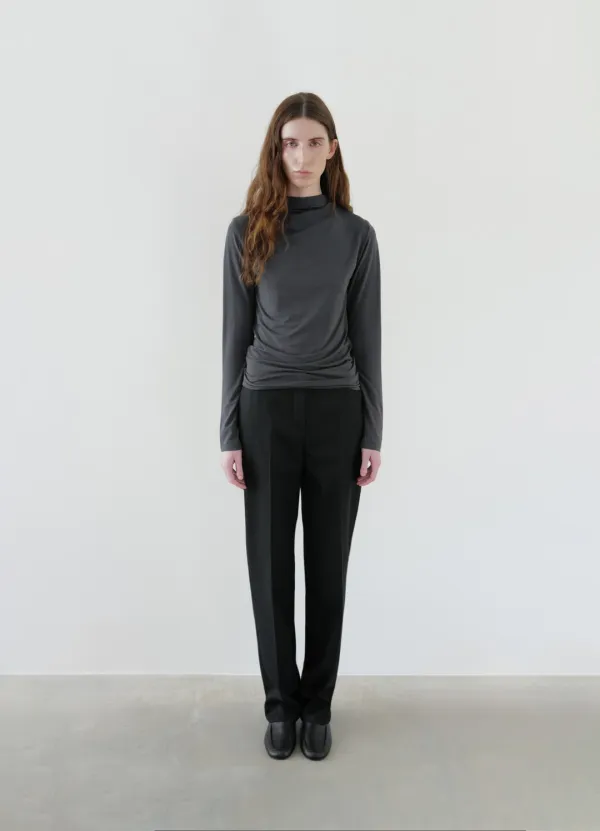 Cowl Neck Long Sleeve Top / Deep Gray