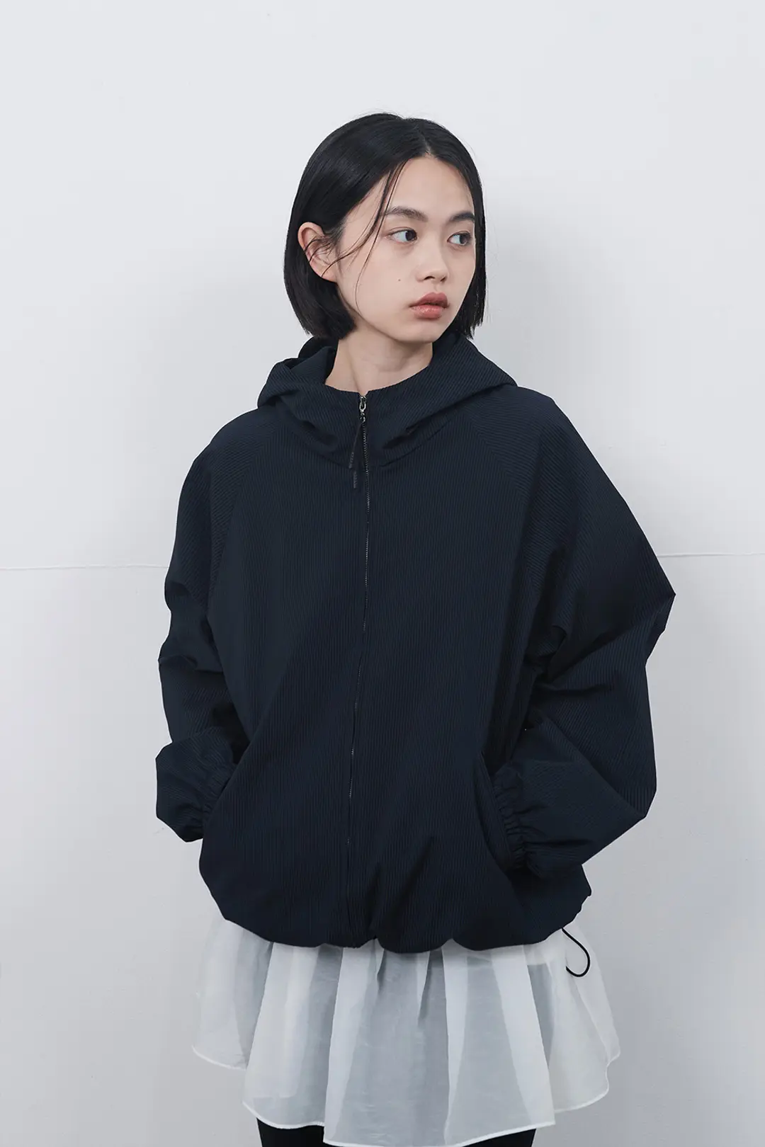 오헤시오 STRIPE HOODED WINDBREAKER JUMPER, NAVY 상품 이미지 2