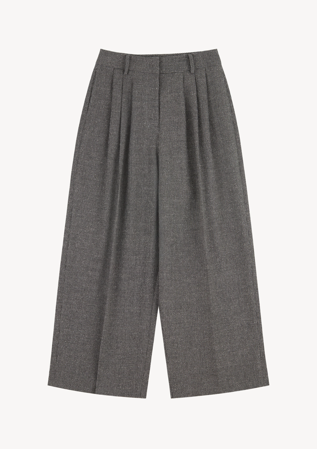 문달 Sleek Pintuck Wool Slacks in Houndstooth Black 상품 이미지 1