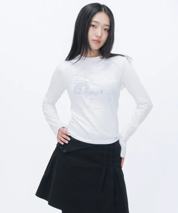 [10월 19일 발매] Winter sea graphic long sleeve WHITE