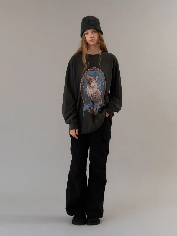 starry cat tee (charcoal)