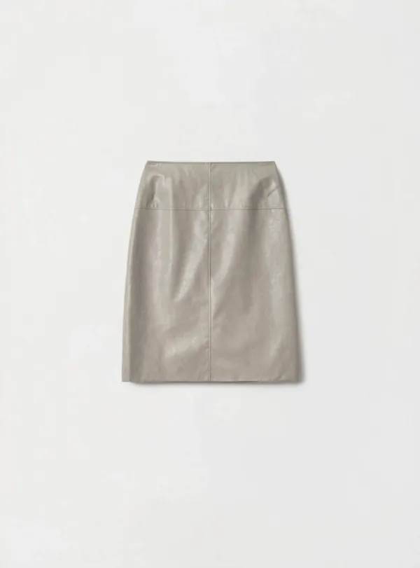 게드 - RUSTIC VEGAN LEATHER SKIRT - GRAYBEIGE