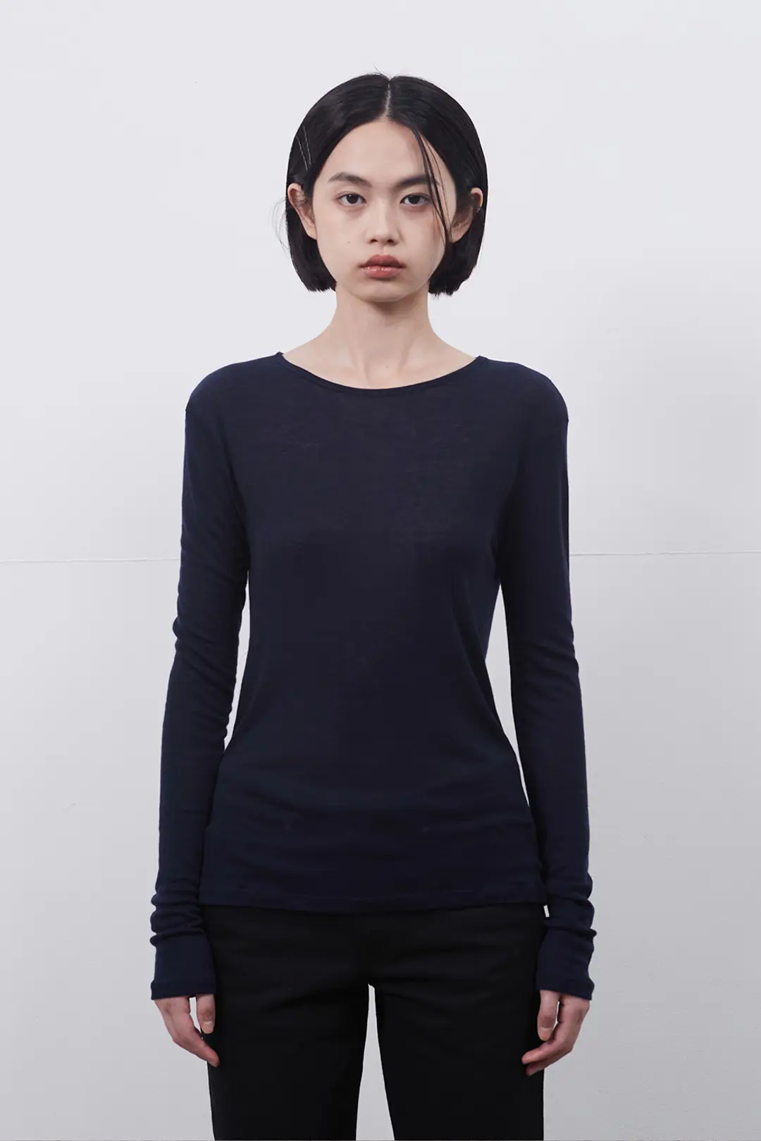 오헤시오 BASIC LONG T-SHIRT, NAVY 상품 이미지 2
