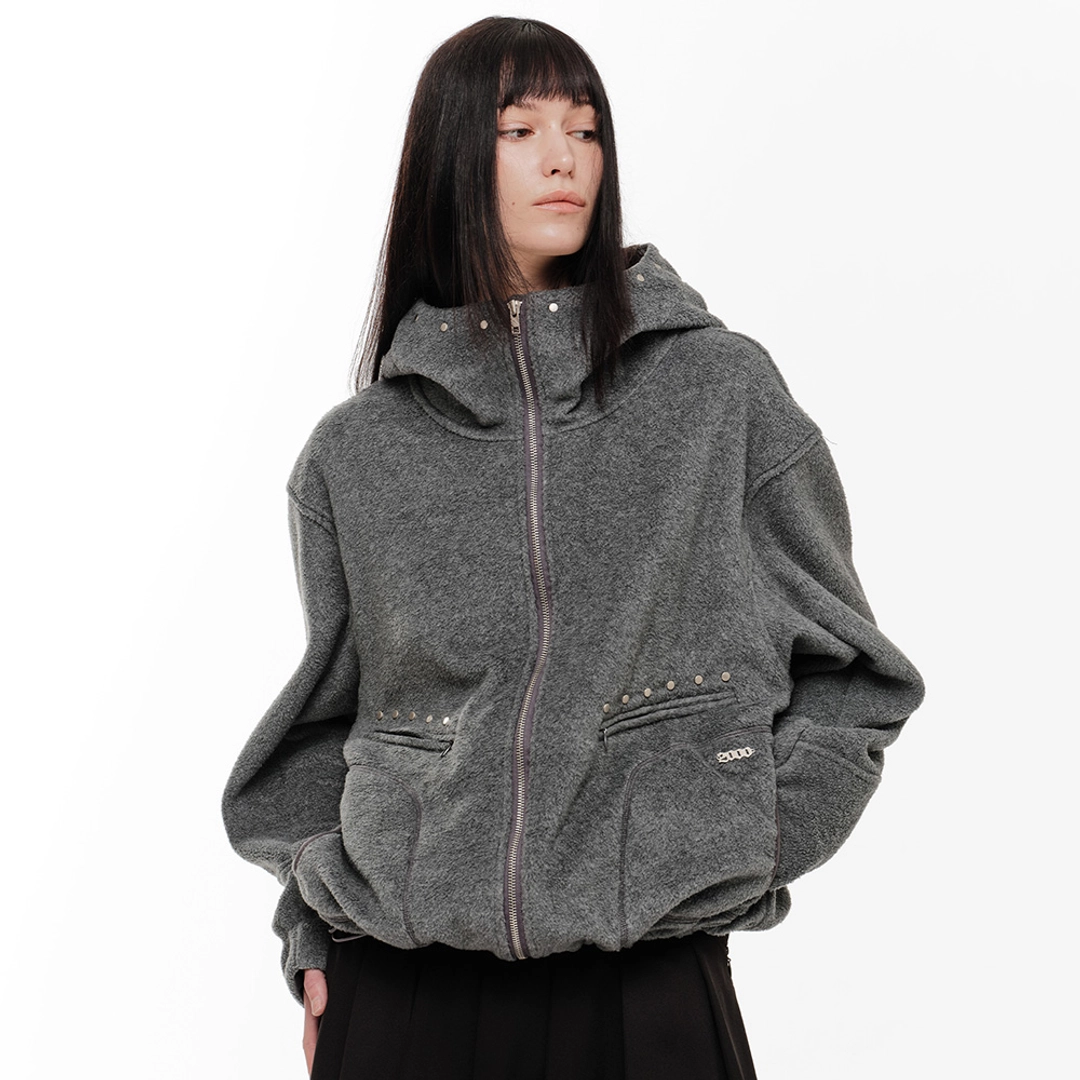 2000아카이브 TEDDY STUD FLEECE JACKET (GREY) 상품 이미지 1