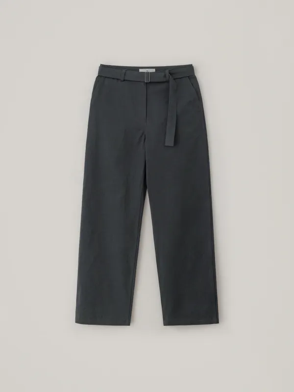 Jett Cotton Belted Pants - Washed Blue