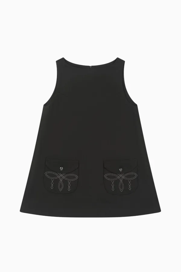 WESTERN STITCH POCKET DRESS, BLACK