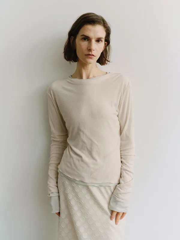 TIS RIB SLIM TOP_L-BEIGE