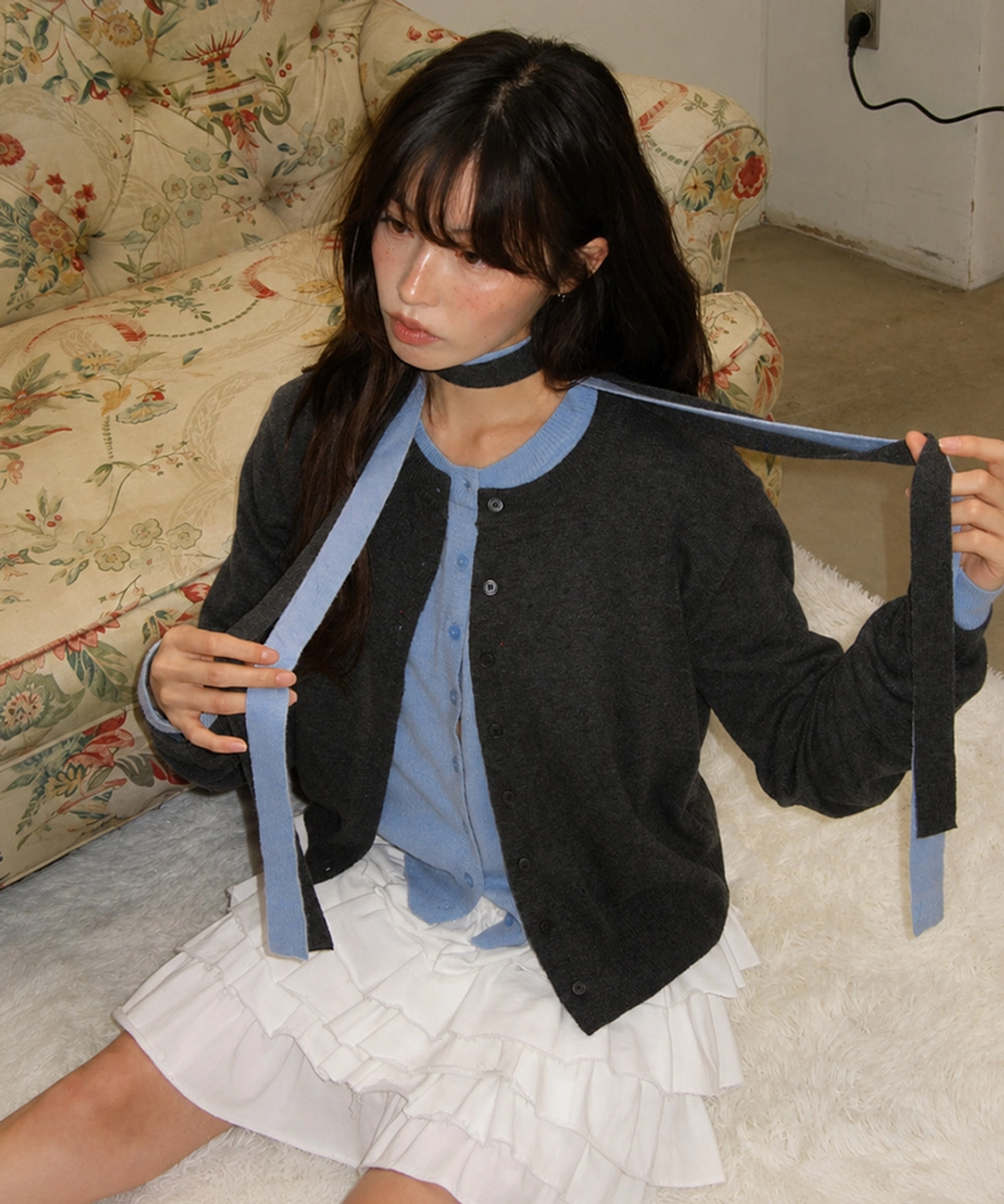 론론 BASIC WOOL ARCHIVE CARDIGAN CHARCOAL 상품 이미지 1