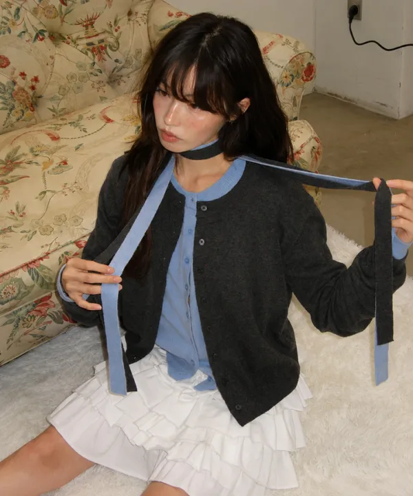 BASIC WOOL ARCHIVE CARDIGAN CHARCOAL