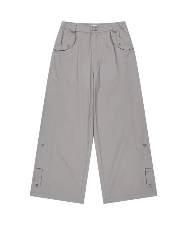 WASHED BUTTON TAB PANTS GREY