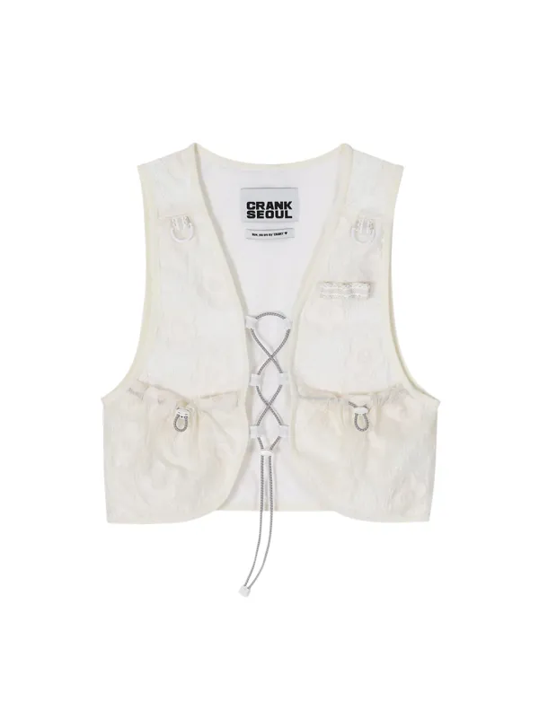 FLOWER JACQUARD LACE-UP VEST_CREAM