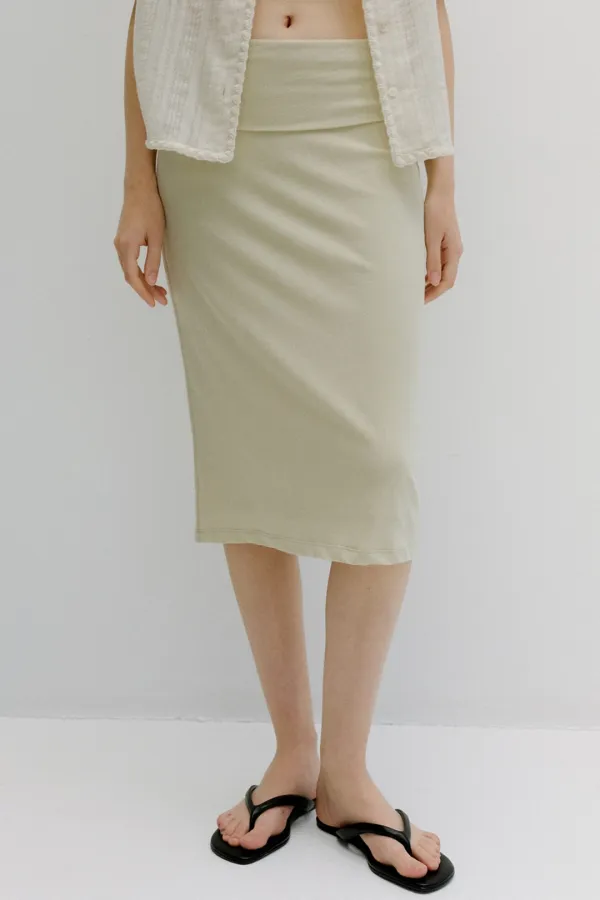 fold-over waist jersey skirt (butter)