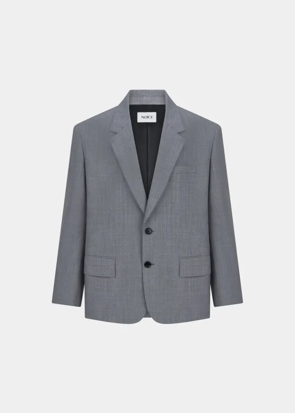 VERANO WOOL STRIPED SINGLE JACKET - GRAY