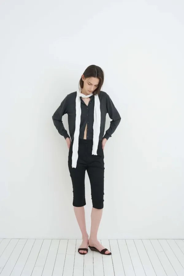 Silk Cotton Cardigan ( Ivory / Yellow / Charcoal / Gray )