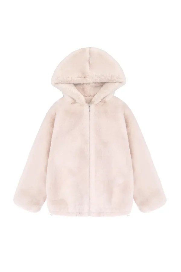 Peach pudding fur jacket, Pink Beige