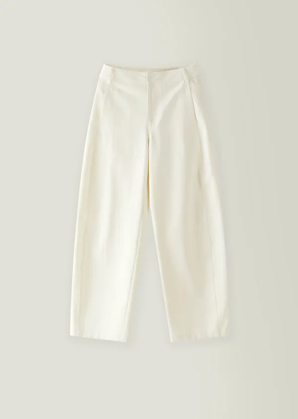 Curved cotton pants / Ivory