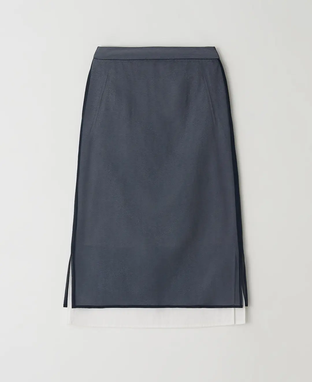 스텝어라운드 See-through H-line layered skirt_NAVY 상품 이미지 3