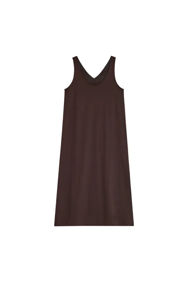 [1st REORDER] REVERSIBLE SLIT LONG DRESS [BROWN]