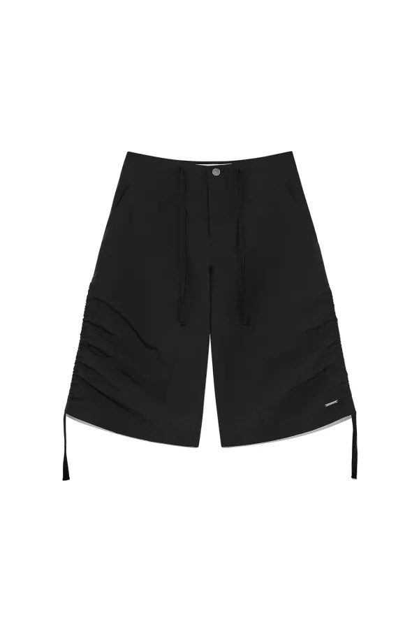 NYLON STRING HALF PANTS IN BLACK