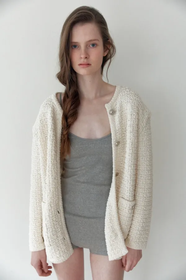 [6th] Rosie Tweed Knit Jacket_Ivory