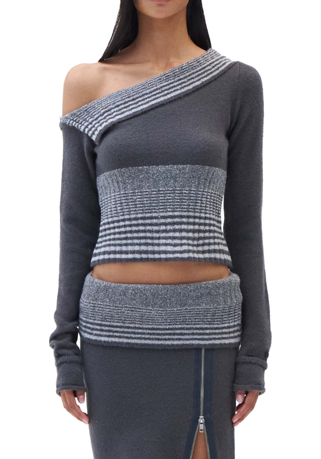 힐다 [Pre-order] Fold-Over Off-Shoulder Top [Gray] *9/21 발송예정 상품 이미지 1