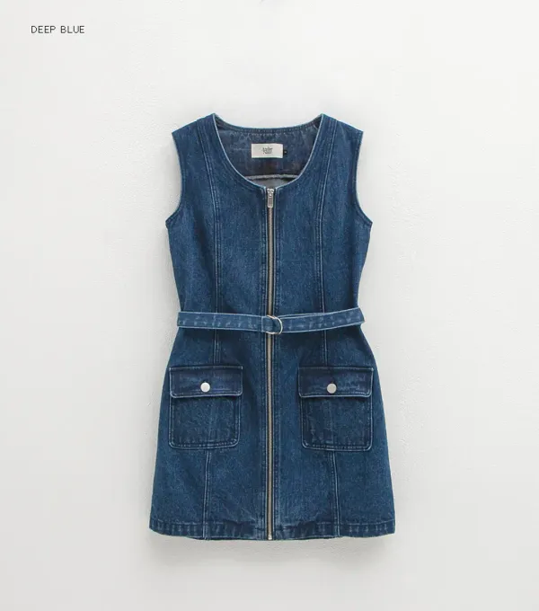 (OP-6161)KELLY BELTED DENIM DRESS S