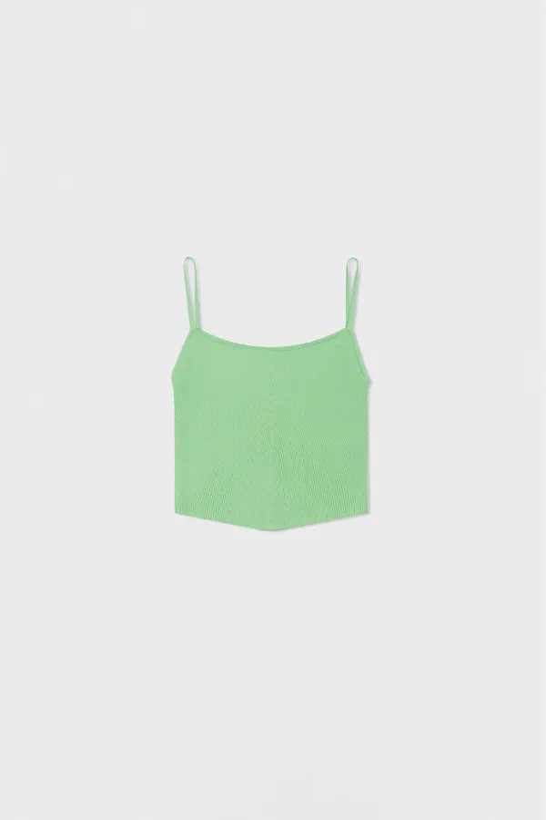 Knitted Sleeveless Crop Top_Light Green