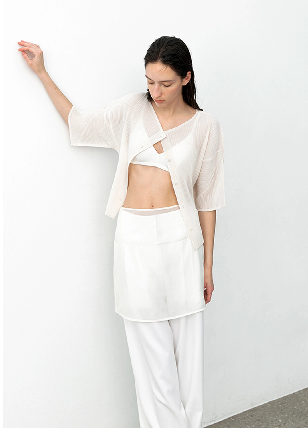 아뜰리에 나인 (CD-2229)PLEATS BOAT NECK HALF CARDIGAN 상품 이미지 3