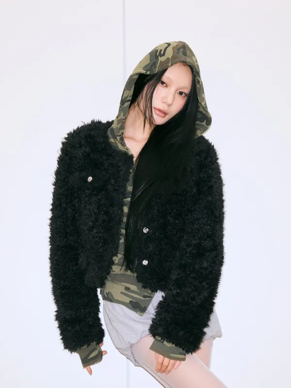 [10.19 12PM DROP] POODLE FUR JACKET - BLACK