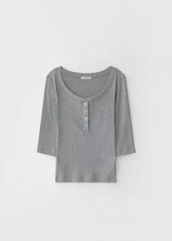 Kaylee 3/4 henry neck tee (melange gray)