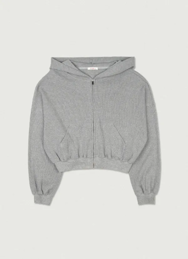 Waffle Hood Zip-Up [gray]