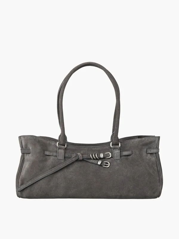 SOFT GRANDMA SHOULDER BAG_grey suede
