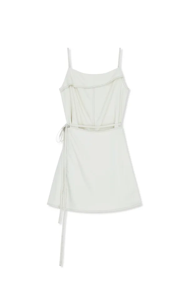 SLEEVELESS WRAP DRESS IN CREAM