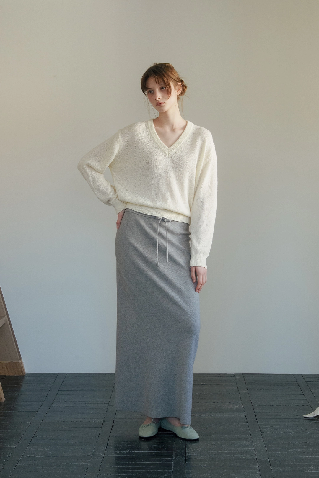샤드라마 MOCO LOOSE V-NECK KNIT [IVORY] 상품 이미지 2