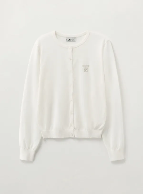 (W) Sheer Linen Long Sleeve Cardigan - Cream