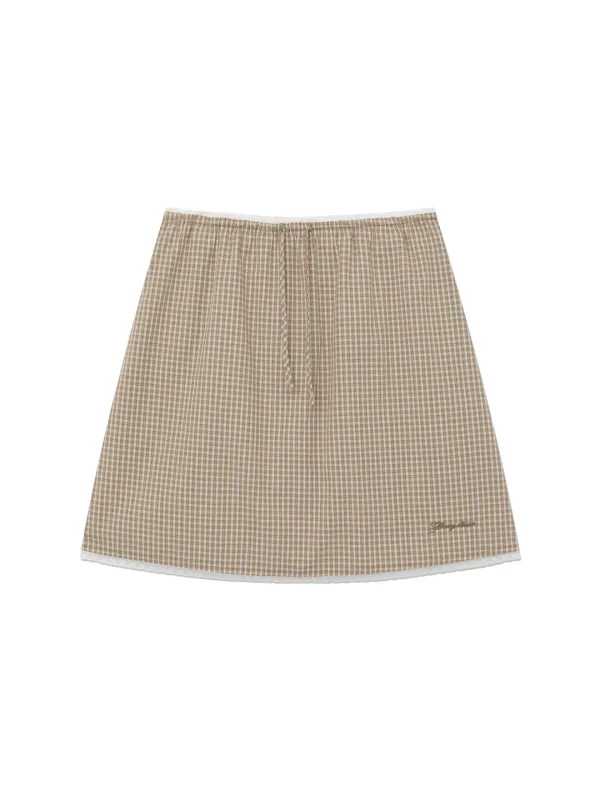 G CLASSIC LACE-UP MIDI SKIRT (BEIGE)